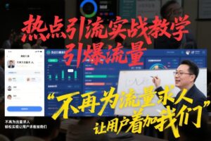 热点引流实战教学，引爆流量不再为流量求人，轻松实现让用户求着加我们
