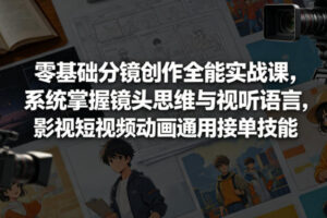 零基础分镜创作全能实战课，系统掌握镜头思维与视听语言，影视短视频动画通用接单技能
