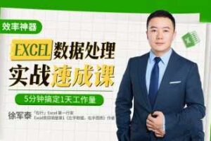 徐军泰Excel数据处理速成实战课，5分钟搞定1天工作量