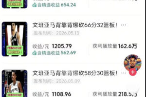 抖音8W粉丝博主的篮球人物深度解析解说教学，零门槛玩转伙伴计划与精选独家，单日稳定收益1k+