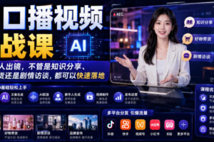 AI口播视频实战课，不用真人出镜，知识分享、好物带货剧情访谈