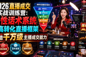 2026直播成交：人性话术系统+高转化直播框架，打造千万级主播成交能力