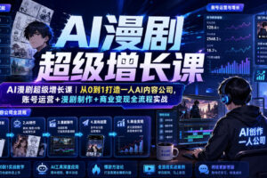 AI漫剧超级增长课从0到1打造一人AI内容公司，账号运营+漫剧制作+商业变现全流程实战