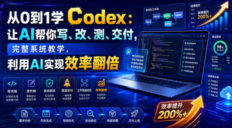 从0到1学Codex让AI帮你写、改、测、交付，完整系统教学，利用AI实现效率翻倍