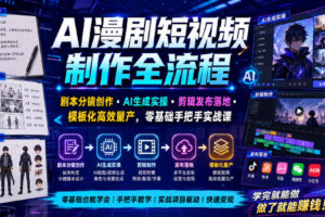 AI漫剧短视频制作实操剪辑发布落地・模板化高效量产，零基础手把手实战课