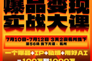 爆品变现实战大课，从爆品，到流量，到成交，一个爆品+IP+私域+用好AI