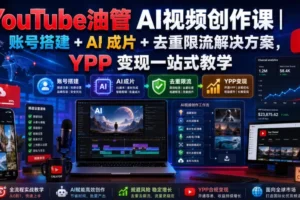 YouTube油管AI视频创作课｜账号搭建+AI成片+去重限流解决方案，YPP变现一站式教学(更新0809)